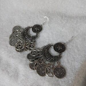 ✨ Boho Crescent Moon & Pentacle Dangle Earrings